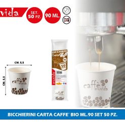 40 Confezioni BICCHIERINI CARTA CAFFE' BIO ML.90 SET 50 PZ.