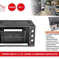 FORNO MULTI LT.45 1500W 4 FUNZIONI VENTILATO