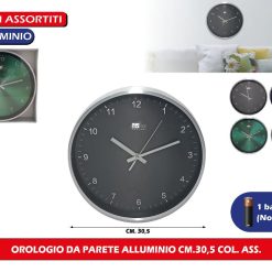 OROLOGIO DA PARETE ALLUMINIO CM.30,5 COL. ASS.