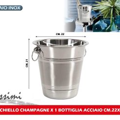 SECCHIELLO CHAMPAGNE X 1 BOTTIGLIA ACCIAIO CM.22X21h