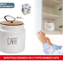 BARATTOLO CERAMICA CM.14 TAPPO BAMBOO CAFFE'