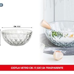 CIOTOLA VETRO CM.17,5X7,5h TRASPARENTE