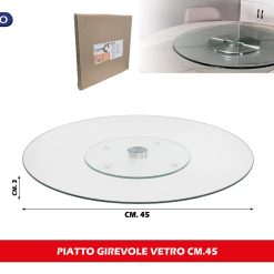 PIATTO GIREVOLE VETRO CM.45