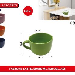 TAZZONE LATTE JUMBO ML.450 COL. ASS.