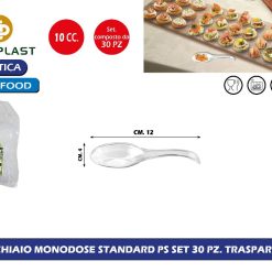 CUCCHIAIO MONODOSE STANDARD PS SET 30 PZ. TRASPARENTE
