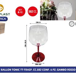 CALICE BALLON TONIC TT-TRASP. CC.582 CONF. 6 PZ. GAMBO ROSSO TRASP.