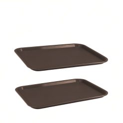 Sicignano | Set 2 Vassoi Fast Food Ideale per Fast Food Paninerie Pizzerie, Polipropilene Alimentare Marrone 41,5x30,5 cm 370 g Impilabile Made in Italy, Capacità 1 Piatto 1 Bicchiere