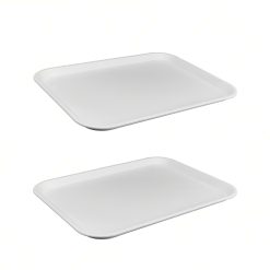 Sicignano | Set 2 Vassoi Fast Food Ideale per Fast Food Paninerie Pizzerie, Polipropilene Alimentare Bianco 41,5x30,5 cm 370 g Impilabile Made in Italy, Capacità 1 Piatto 1 Bicchiere
