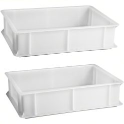 Sicignano | Set 2 Vaschetta Cassetta Service per Impasti 40×30x10h cm con Fondo e Pareti Chiuse, Capacità 10 litri, Impilabile, Bianco, Polietilene Alimentare Lavabile in Lavastoviglie