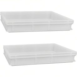 Sicignano | Set 2 Vaschetta Cassetta Service per Impasti 60x40x10h cm con Fondo e Pareti Chiuse, Capacità 19 litri, Impilabile, Bianco, Polietilene Alimentare Lavabile in Lavastoviglie