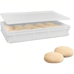 Sicignano | Vaschetta Cassetta Service per Impasti 60x40x10h cm con Coperchio con Fondo e Pareti Chiuse, Capacità 19 litri, Impilabile, Bianco, Polietilene Alimentare Lavabile in Lavastoviglie