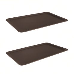 Sicignano | Set 2 Vassoi Euronorm per Mense, Polipropilene Alimentare Marrone 53x37 cm 660 g Impilabile Made in Italy, Capacità 2 Piatti 2 Bicchieri 1 Piatto Piccolo