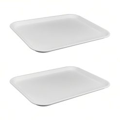 Sicignano | Set 2 Vassoi Mensa Ideale per Mense Aziendali Scuole Ospedali, Polipropilene Alimentare Bianco 45,6x35,6 cm 500 g Impilabile Made in Italy, Capacità 2 Piatti 1 Bicchiere