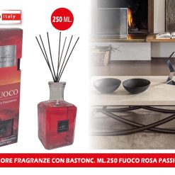 DIFFUSORE FRAGRANZE CON BASTONC. ML.250 FUOCO ROSA PASSIONALE