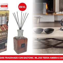 DIFFUSORE FRAGRANZE CON BASTONC. ML.250 TERRA AMBRA E SANDALO