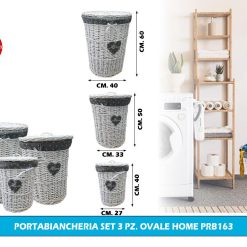 PORTABIANCHERIA SET 3 PZ. OVALE HOME PRB163