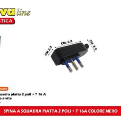 SPINA A SQUADRA PIATTA 2 POLI + T 16A COLORE NERO