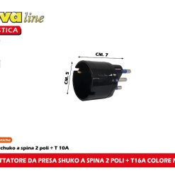 ADATTATORE DA PRESA SHUKO A SPINA 2 POLI + T16A COLORE NERO