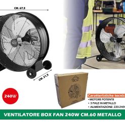 VENTILATORE BOX FAN 240W CM.60 METALLO