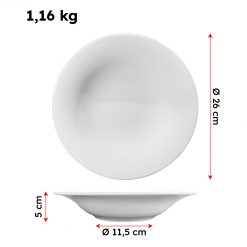 Piatto Fondo Porcellana Bianco Rotondo cm 26 Napoli Pasta B-Bowl per Primi Piatti, Resistente, Lavabile in Lavastoviglie, Adatto per Microonde, Made in Italy - immagine 7