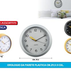 OROLOGIO DA PARETE PLASTICA CM.29,5 3 COL.