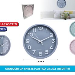 OROLOGIO DA PARETE PLASTICA CM.30,5 ASSORTITI