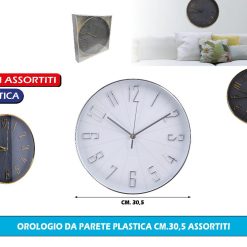 OROLOGIO DA PARETE PLASTICA CM.30,5 ASSORTITI