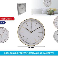 OROLOGIO DA PARETE PLASTICA CM.30,5 ASSORTITI