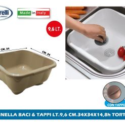 BACINELLA BACI & TAPPI LT.9,6 CM.34X34X14,8h TORTORA - immagine 1