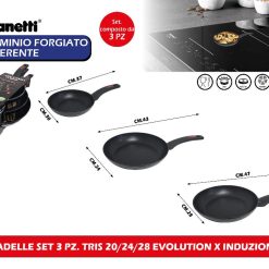 PADELLE SET 3 PZ. TRIS 20/24/28 EVOLUTION X INDUZIONE