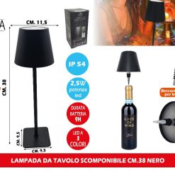 LAMPADA DA TAVOLO SCOMPONIBILE CM.38 NERO