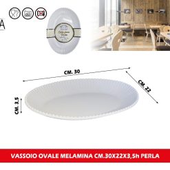 VASSOIO OVALE MELAMINA CM.30X22X3,5h PERLA