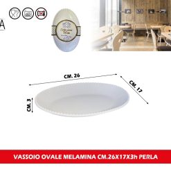VASSOIO OVALE MELAMINA CM.26X17X3h PERLA