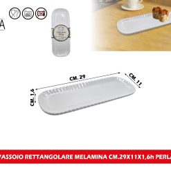 VASSOIO RETTANGOLARE MELAMINA CM.29X11X1,6h PERLA