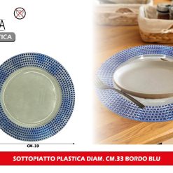 SOTTOPIATTO PLASTICA DIAM. CM.33 BORDO BLU