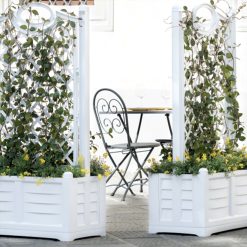 Fioriera Separé con Spalliera Colore Bianco con Fioriera Interna, Facile da Montare Resistente UV - Divisorio per Giardini Terrazze Balconi - immagine 5