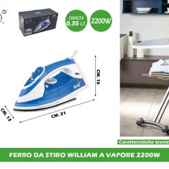 FERRO DA STIRO WILLIAM A VAPORE 2200W