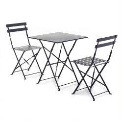 Set Bistrot Tavolo 60x60 + 2 Sedie Pieghevoli Antracite - per Bar, Terrazzo, Cucina