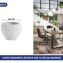 VASO CERAMICA SPARTA CM.12,5X16h BIANCO