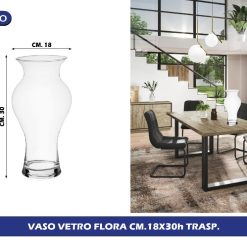 VASO VETRO FLORA CM.18X30h TRASP.