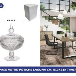 VASO VETRO POTICHE LAGUNA CM.15,7X23h TRASP.