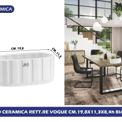 VASO CERAMICA RETT.RE VOGUE CM.19,8X11,3X8,4h BIANCO