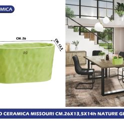 VASO CERAMICA MISSOURI CM.26X13,5X14h NATURE GREEN