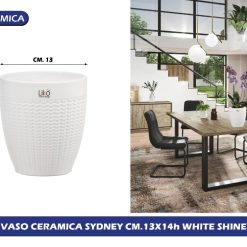 VASO CERAMICA SYDNEY CM.13X14h WHITE SHINE