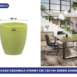 VASO CERAMICA SYDNEY CM.13X14h GREEN SHINE