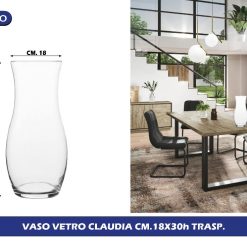 VASO VETRO CLAUDIA CM.18X30h TRASP.