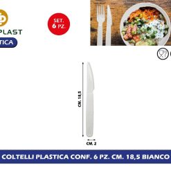 COLTELLI PLASTICA CONF. 6 PZ. CM. 18,5 BIANCO