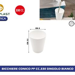 BICCHIERE CONICO PP CC.330 SINGOLO BIANCO