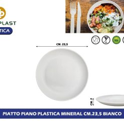 PIATTO PIANO PLASTICA MINERAL CM.23,5 BIANCO