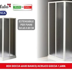 BOX DOCCIA 68-80 BIANCO/ACRILICO GOCCIA 1,6MM.